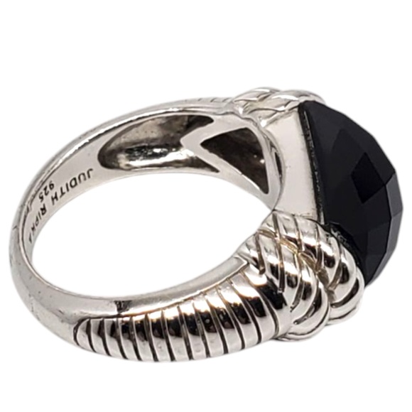 Judith Ripka Sterling Silver Faceted Onyx Ring Size 7 #21008 - Picture 4 of 8